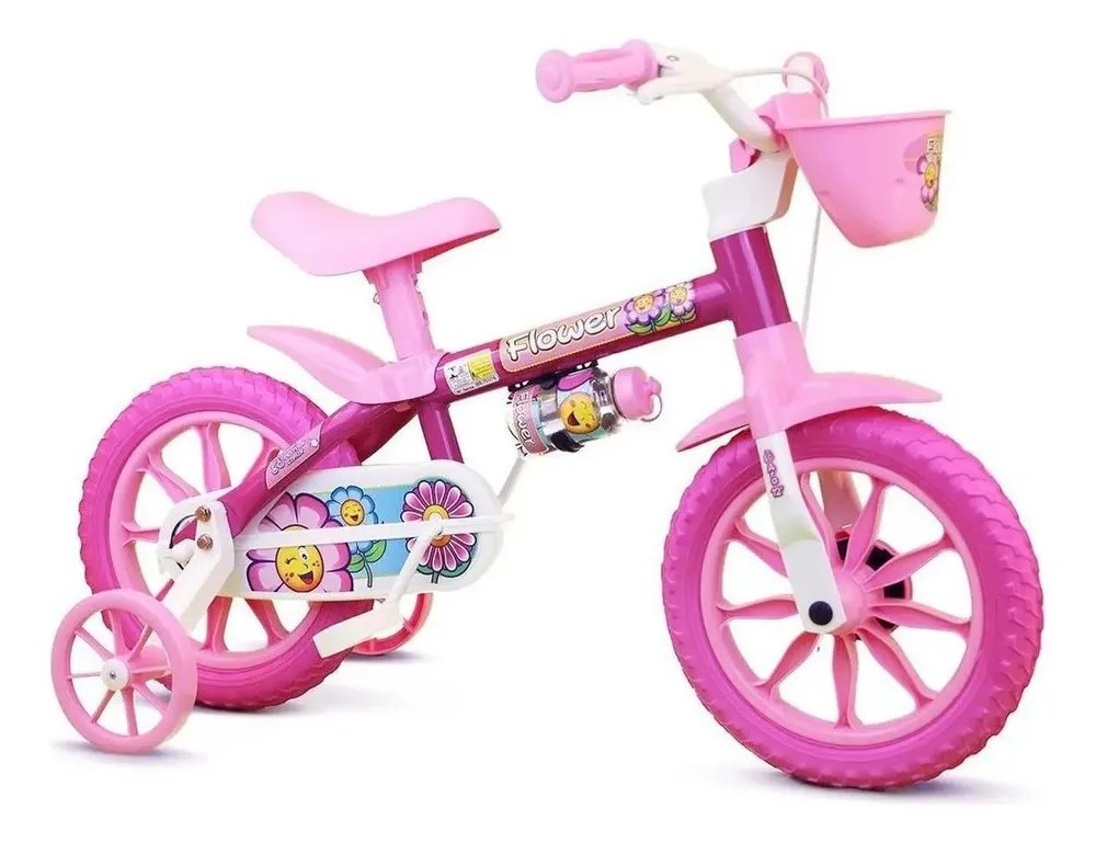 Bicicleta Infantil Nathor Aro 12 Rosa Flower para Crianças