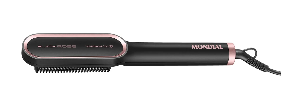 MONDIAL Escova Alisadora Black Rose, Preto/Rose, Bivolt - EA-07