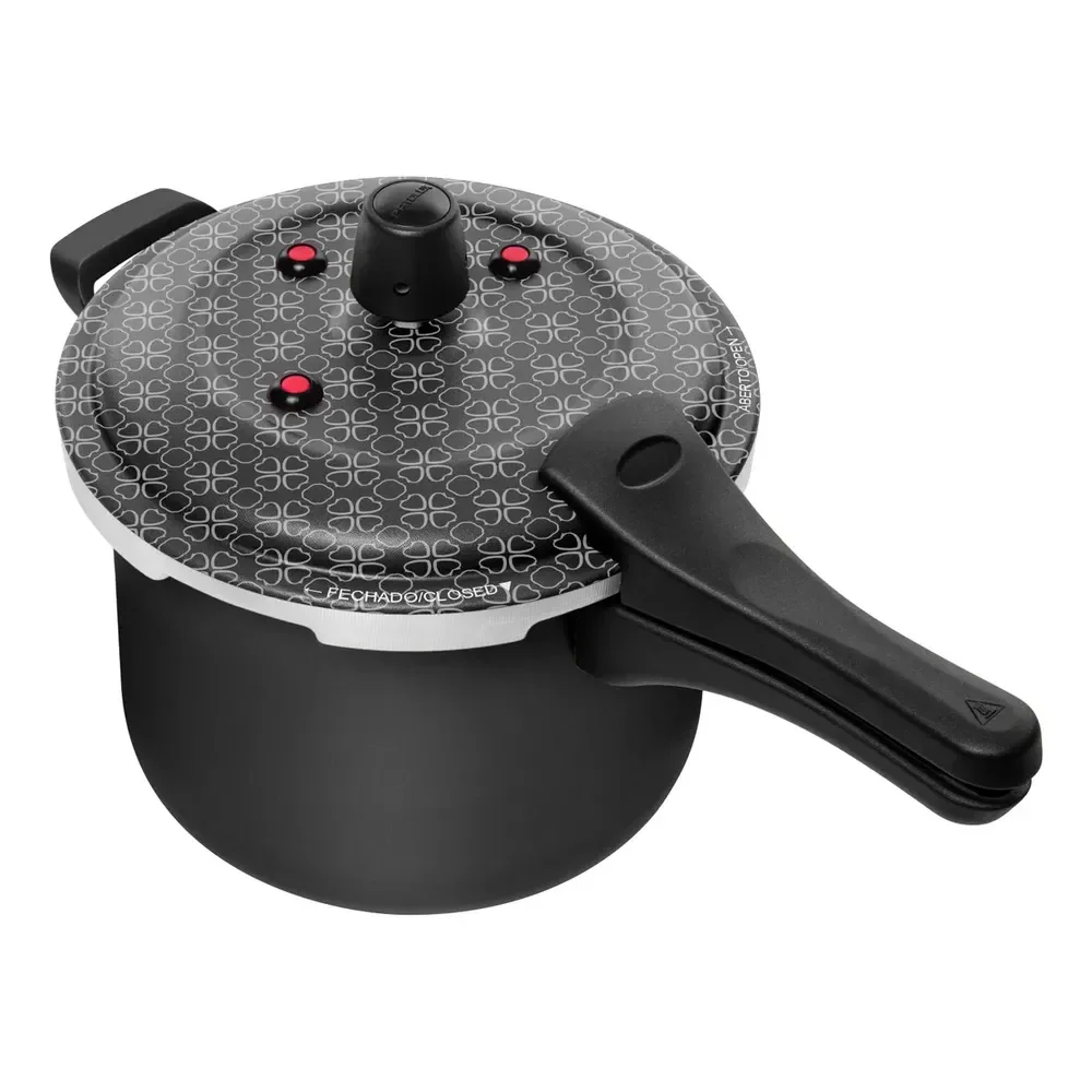 Panela De Pressão Patolux 5l Antiaderente Alumínio Preto Fecho Externo
