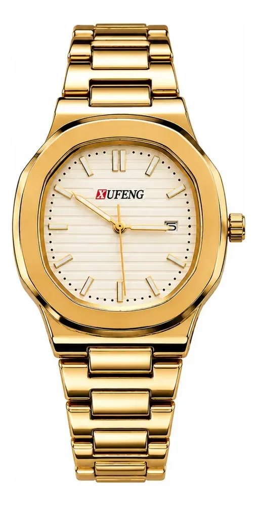 Relógio De Pulso Masculino Old Money Minimalista Premium Dourado Fundo Branco