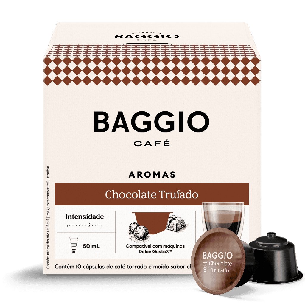 Baggio Café - Cápsulas de Café Aromas Chocolate Trufado Compatível com Dolce Gusto® - 10 unidades.