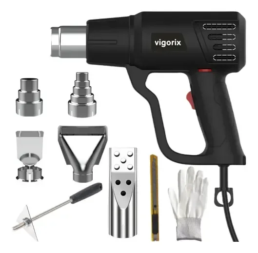 Soprador Térmico Vigorix 1.6kW Profissional com 5 Bicos e Temperatura até 600°C VG-01 Preto