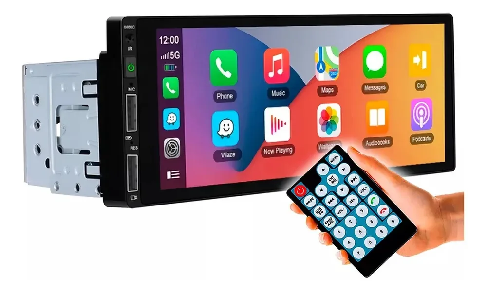 Central Multimídia 1DIN Duinb 6.86” CarPlay Android Auto Sem Fio