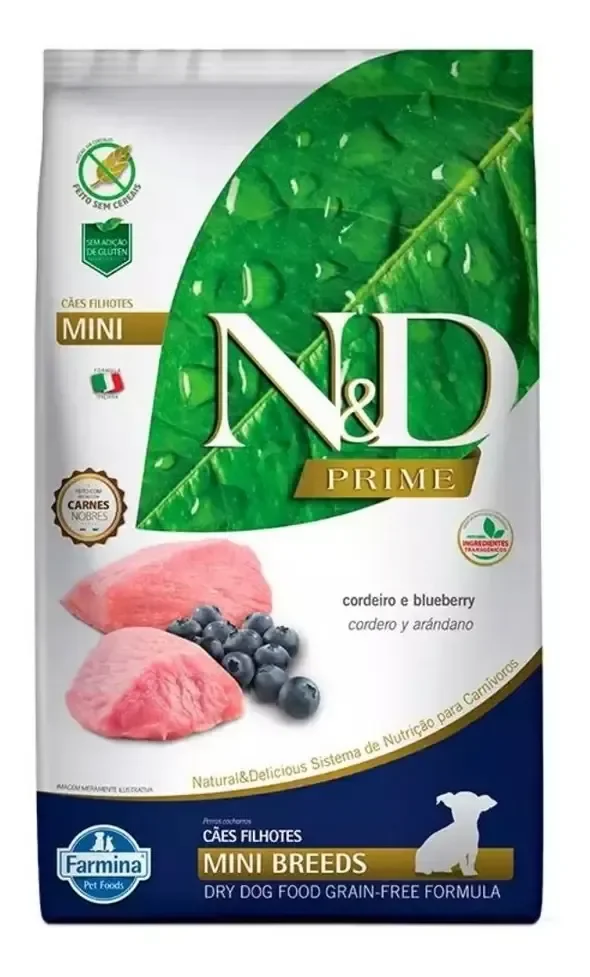 Ração N&d Prime Filhotes Mini Cordeiro & Blueberry 800g