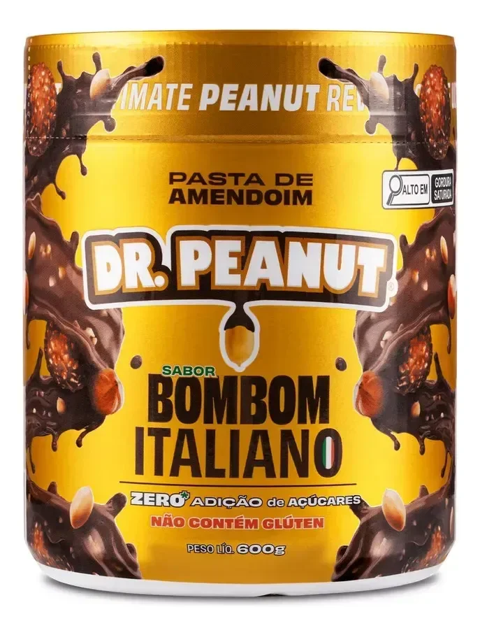 Pasta de Amendoim Dr. Peanut Gourmet com Whey Protein Sabor Bombom Italiano 600g