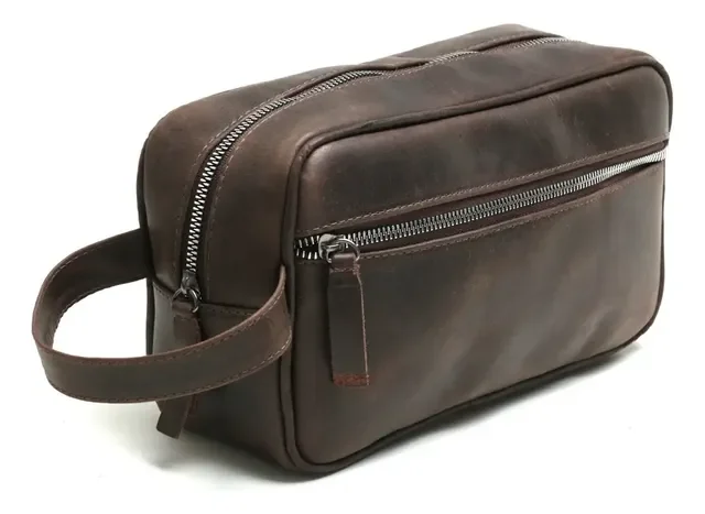 Necessaire Masculina De Couro Legítimo Executiva Luxo Viagem
