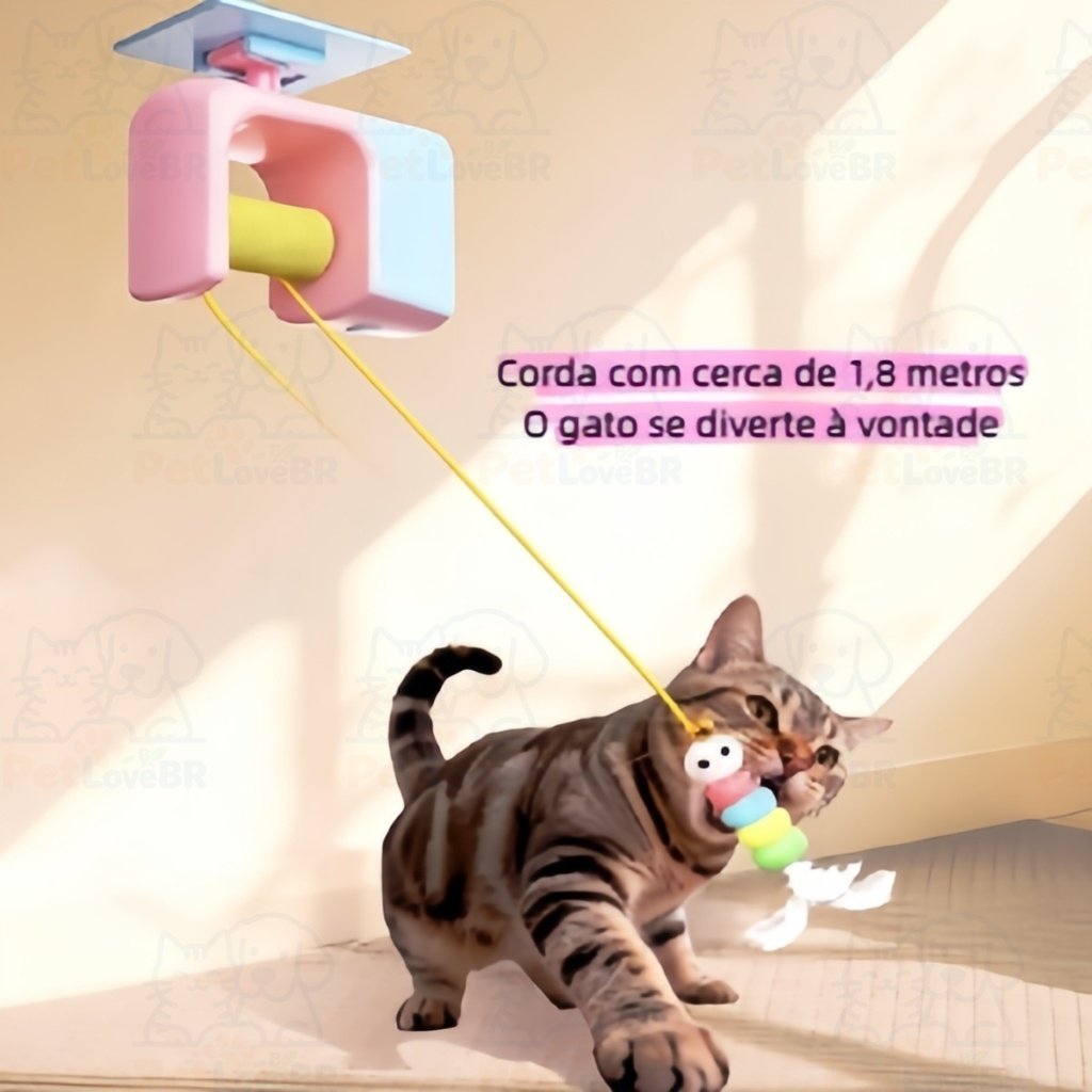 Brinquedo Inteligente para Gatos com Corda Elástica Giratória Elétrica para Pendurar em Portas Automático Anti Estres
