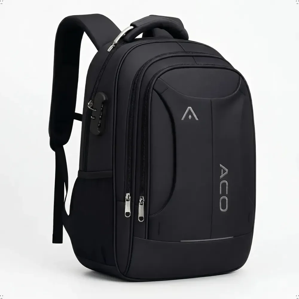 Mochila Notebook Masculina Reforçada Impermeável Executiva Viagem Anti Furto Grande 35l Forpak Preto Liso