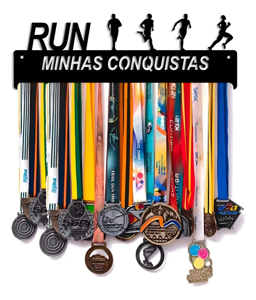 Porta Medalhas Corrida De Rua Masculino Suporte Medalhas Preto