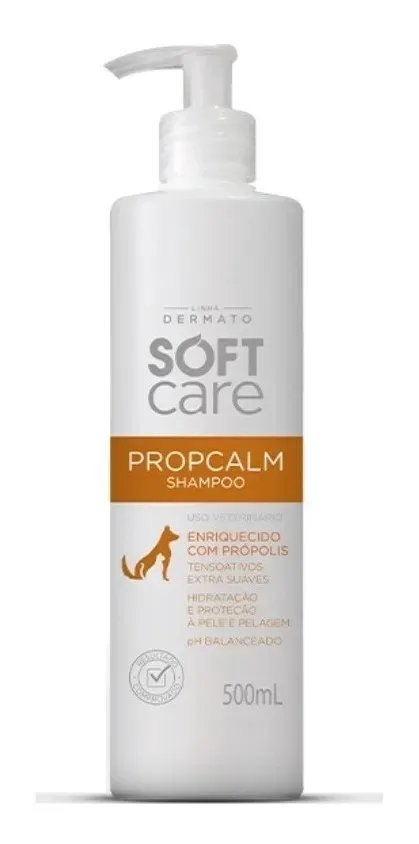 Xampu Soft Care Propcalm Hipoalergênico 500ml Cães Gatos Dermatite