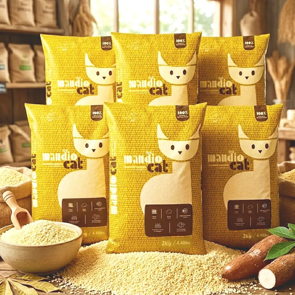 Kit 6 Areia Gato Mandiocat Higienica 12kg Natural Mandioca
