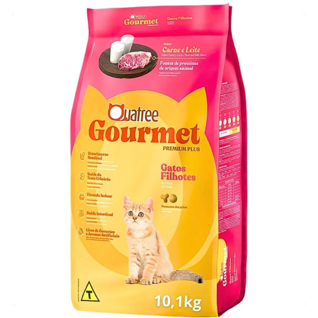 Ração Quatree Gourmet Gatos Filhotes Carne e Leite 10kg