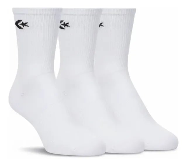 Meia Cano Médio Converse Kit 3 Pares Branco