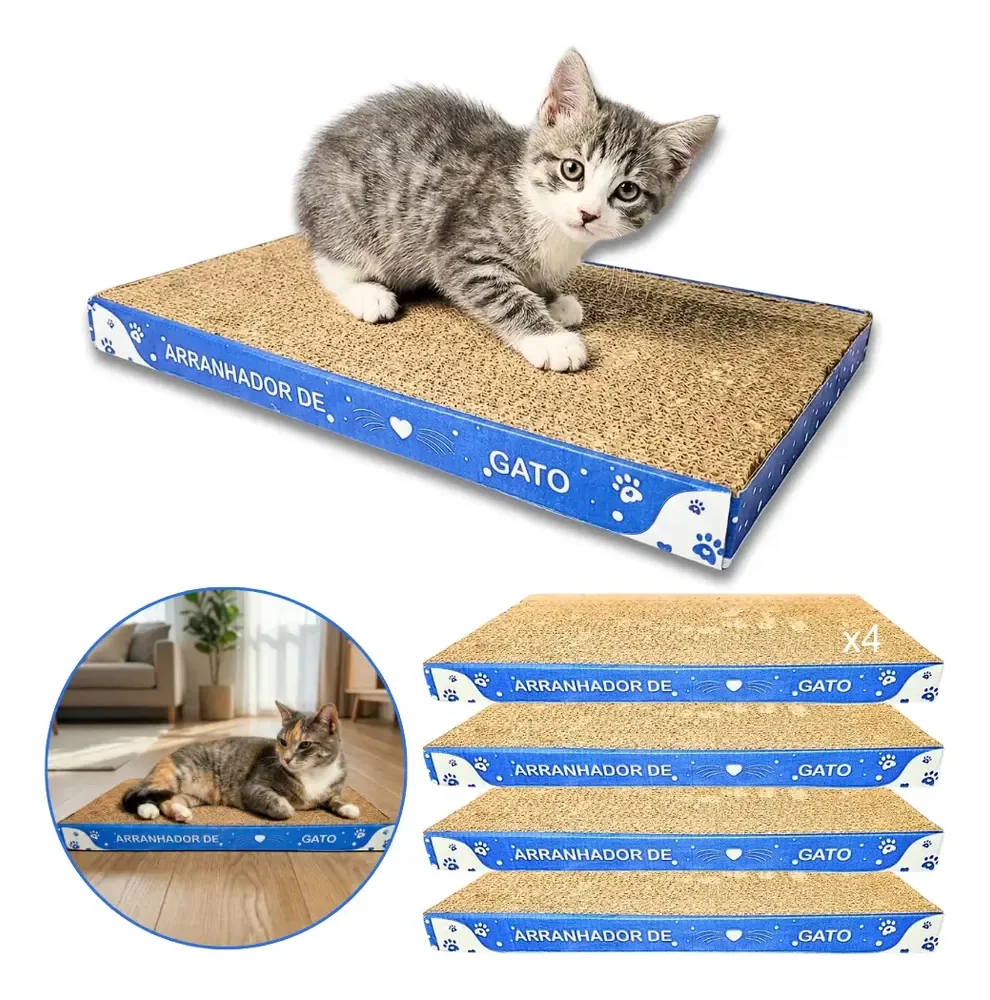Kit 4x Arranhador Gato Papelão Protetor Sofá Unha Antistress Bege