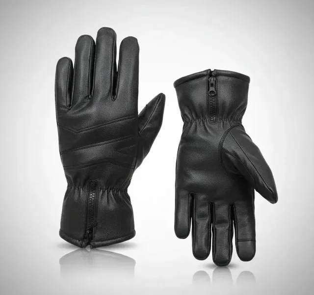 Luva Motoqueiro Proteção Contra Frio Couro Moto Térmica Par