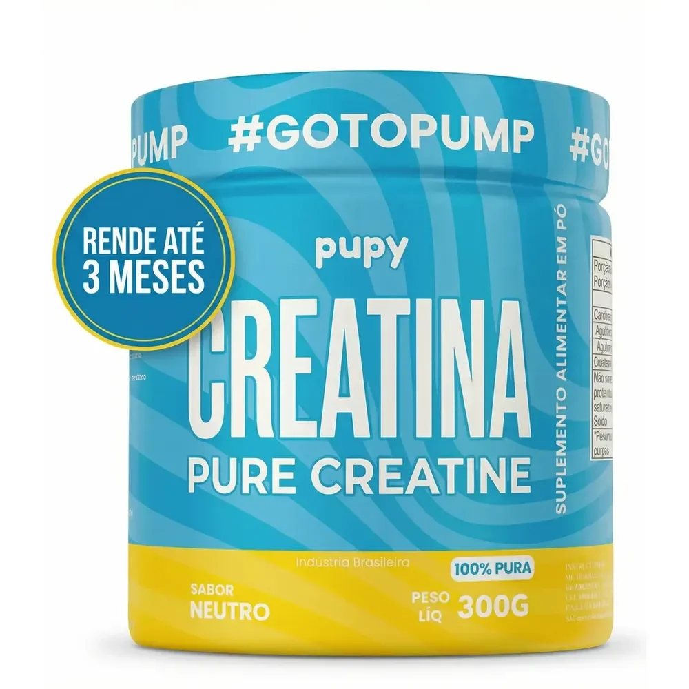 Creatina Monohidratada 100% Pura 300g Rende 3 Meses Mais Força Performance Recuperação E Alta Performance Pupy Neutro