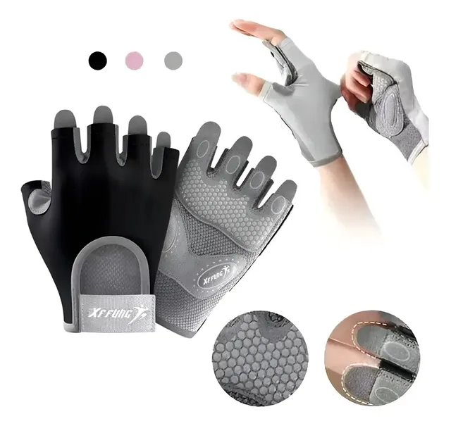 Luvas De Academia Mão Musculação Fitness Meio Dedo Proteção