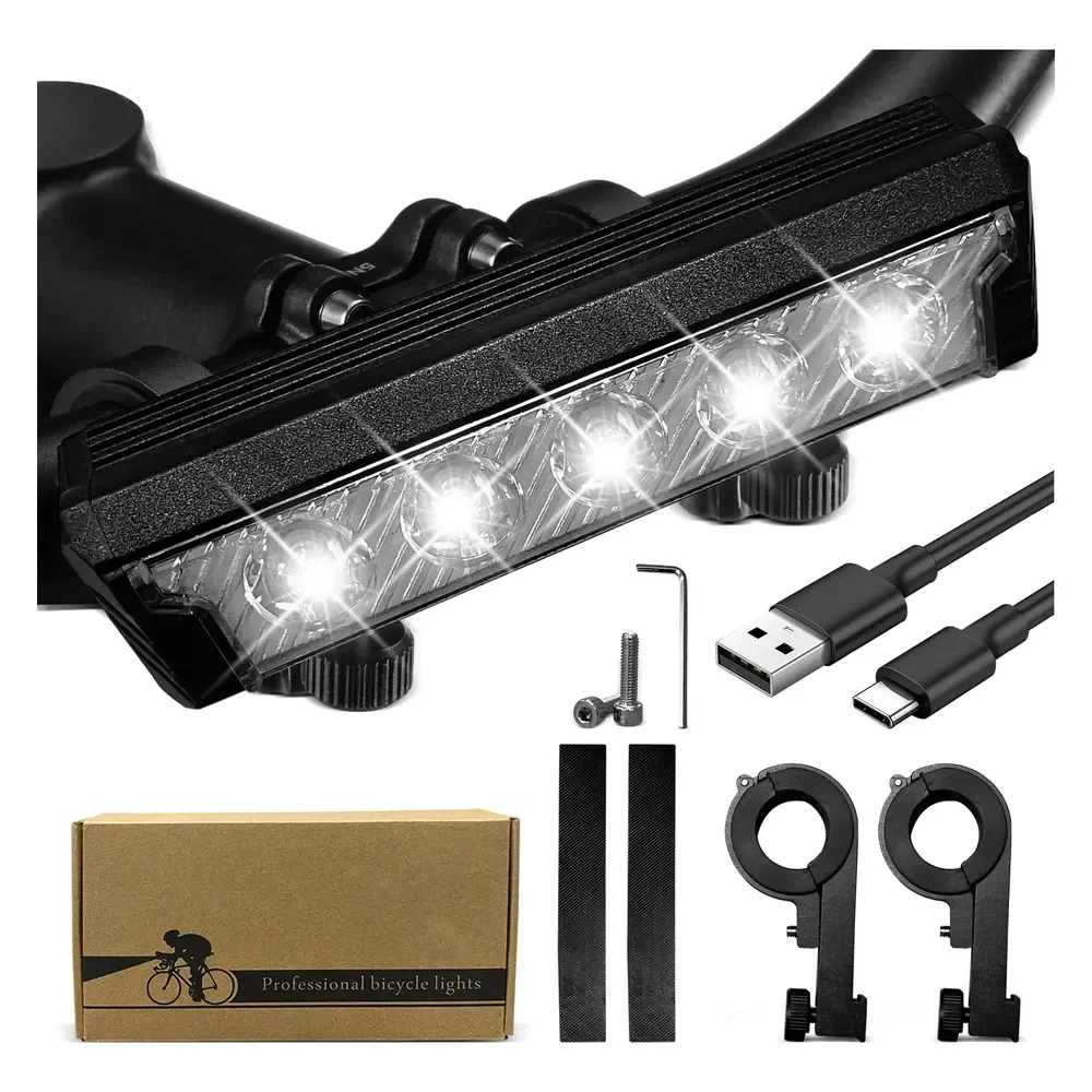 Farol 5 Leds Lanterna Para Bicicleta Bike Farol Bike Potente Preto