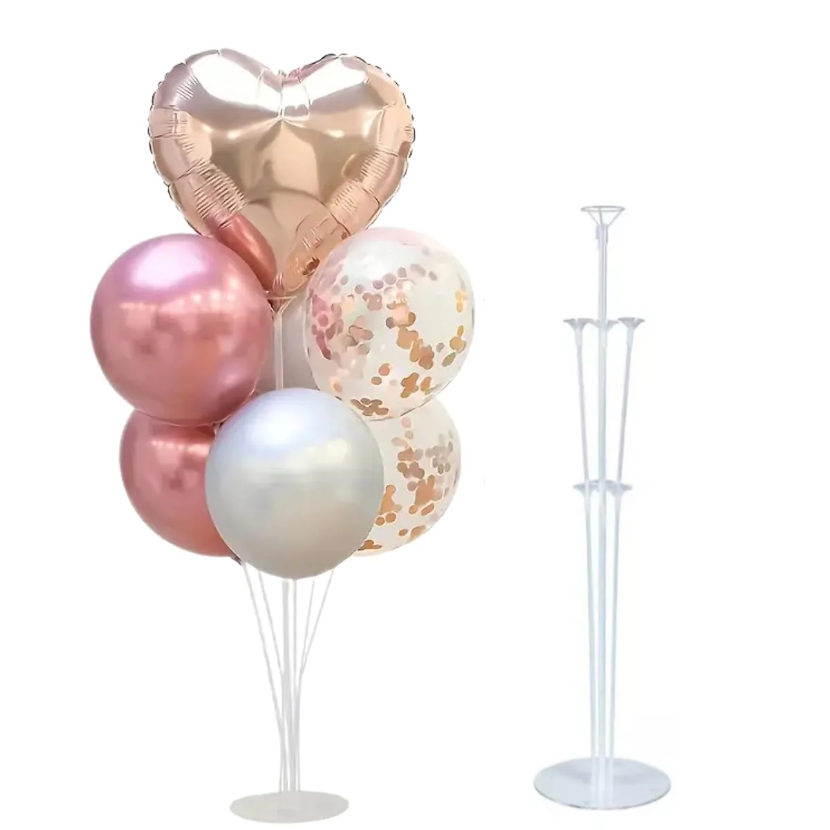 Kit 7 Hastes Pega Balão+Base de Mesa Reforçadas Suporte Resistente para Decoração de Festas