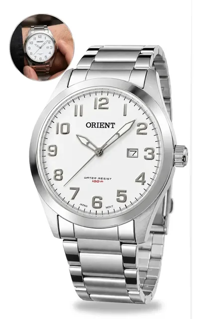 Relogio Orient Masculino Prateado Original Prova D'água 100m
