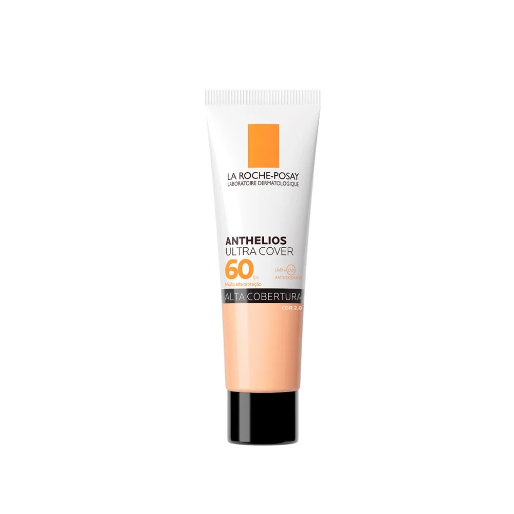 La Roche-Posay, Ultra Cover, Protetor Solar com Cor e Performance de Maquiagem, 12h de cobertura de base em uma única camada, Textura Fluida, Oil free, Toque Seco, FPS60, 30g