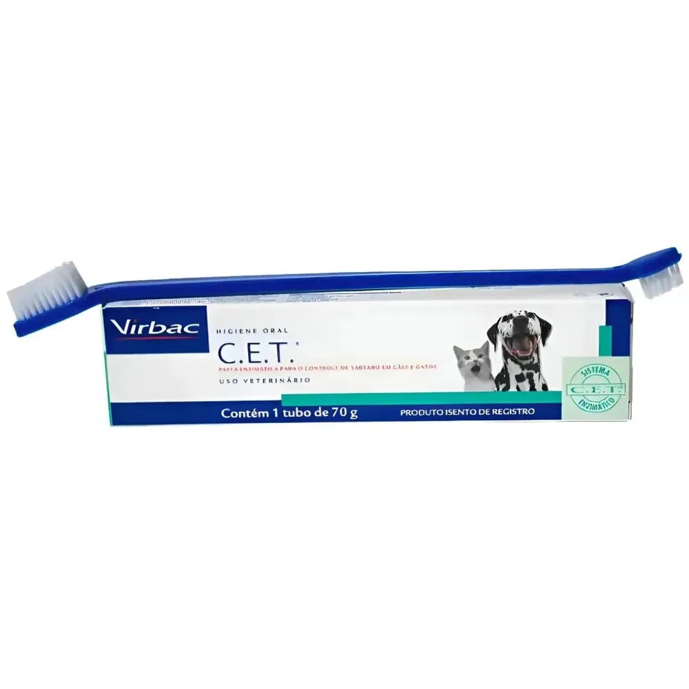 Kit Saúde Oral Virbac - C.e.t Pasta Com Necessaire E Escova Sabor Frango