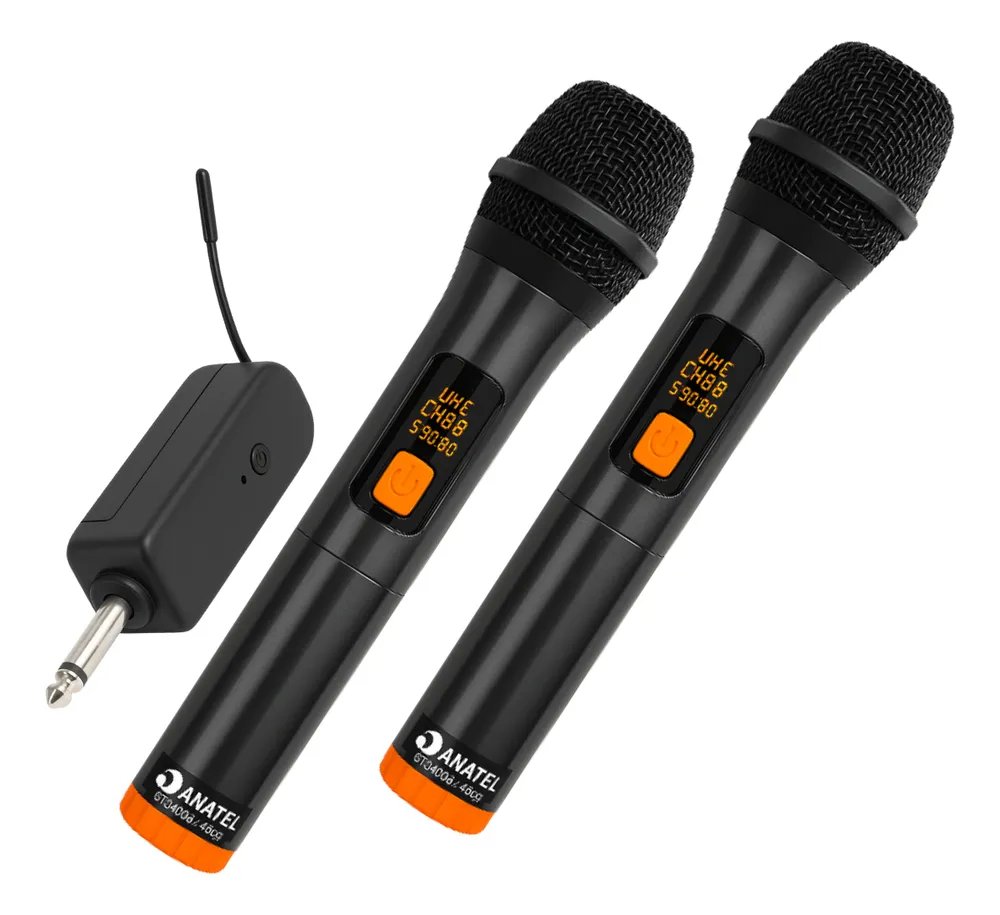 Microfone Sem Fio Para Caixa De Som Com Receptor Duplo 2 Uni