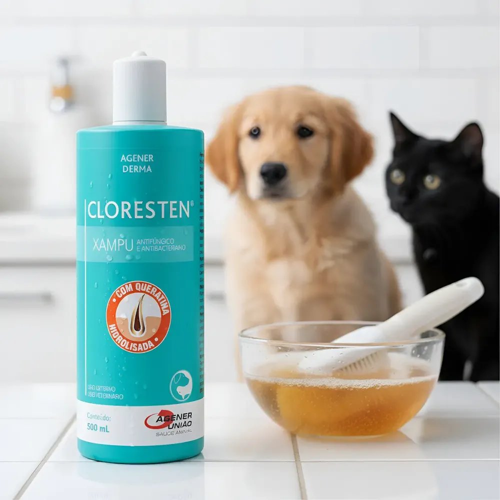 Shampoo Cloresten Antifúngico 500ml Para Cães