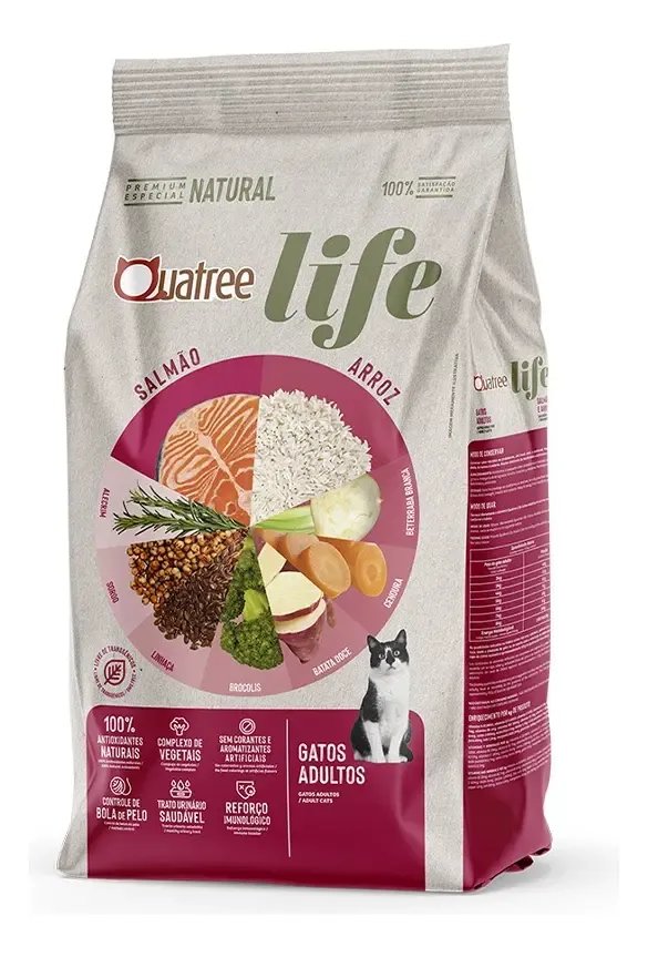 Ração Quatree Life Gatos Ad Salmão 10,1kg (sem Transgênicos)