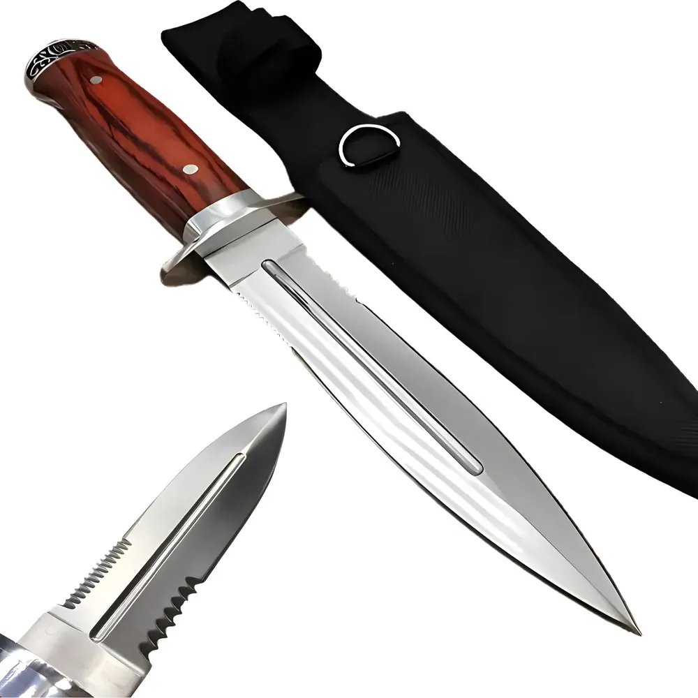 Faca Para Churrasco Profissional Luxo Super Afiada Serrilhad Prateado