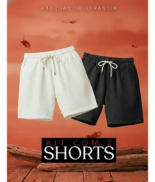 Kit 2 Shorts Linho Masculino Bermuda Mauricinho Premium