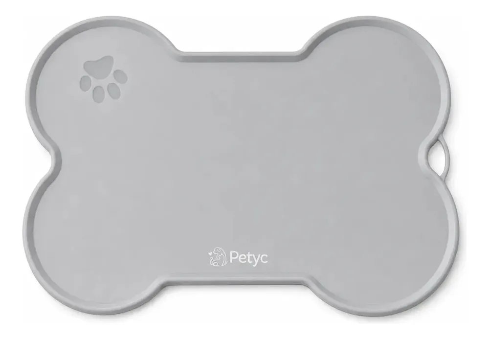 Jogo Americano Antiderrapante PETYC de Silicone Para Comedouro e Bebedouro Cinza