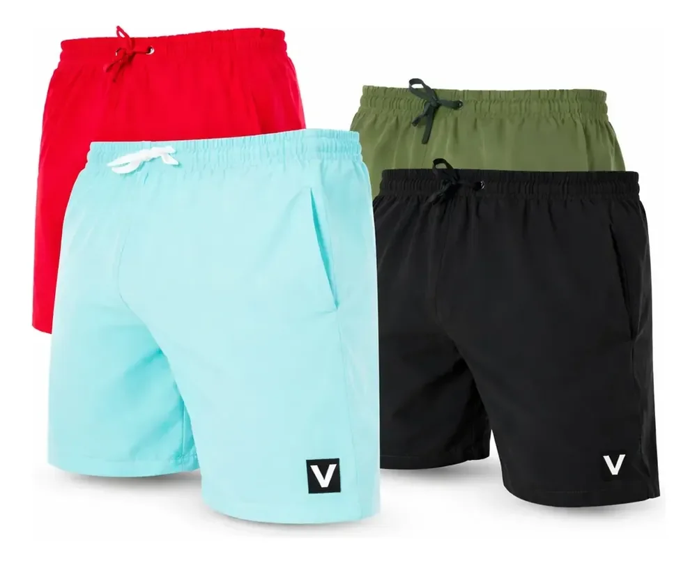 Kit 4 Bermudas Masculina Tectel Shorts Casual Para Treino Cores Variadas Lisa M