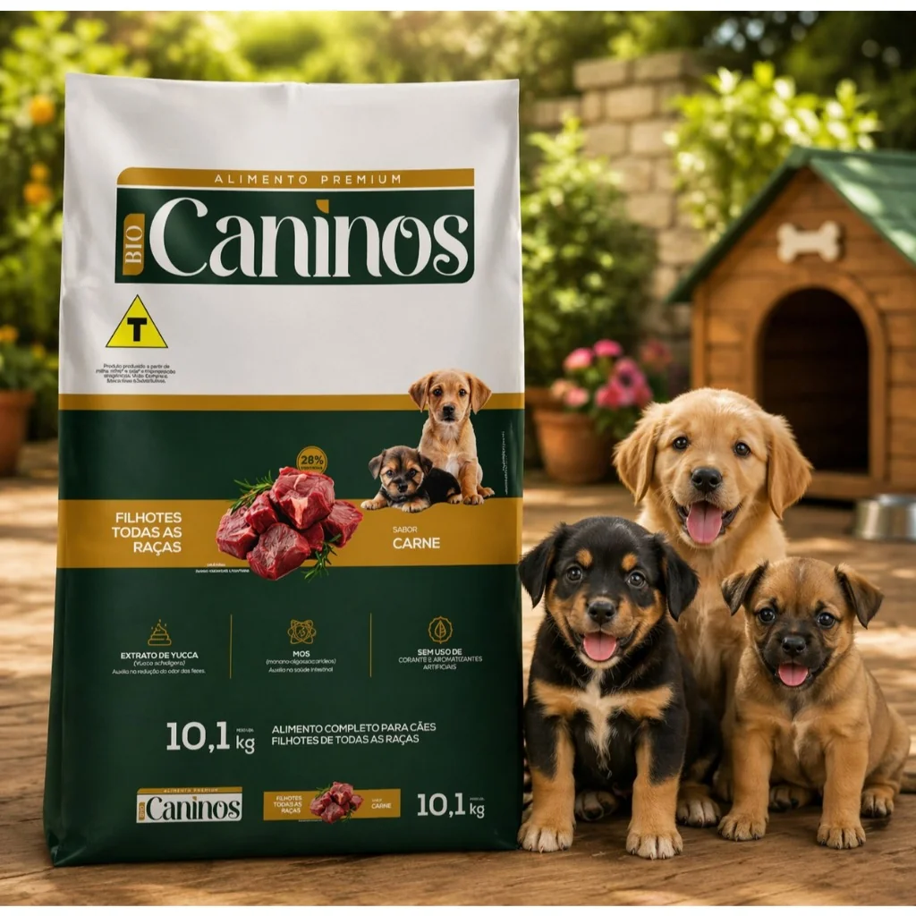 Ração Caninos Filhote 10kg Premium 28% Proteína Sabor Carne