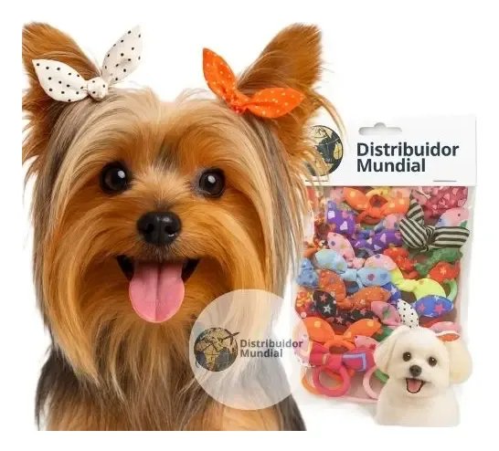 Kit 48 Elástico Laço Pet Banho E Tosa Elástico Cães Gato Colorido Xuxinha Laço Pet