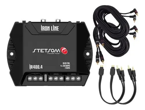 Módulo Stetsom Amplificador Iron Line IR400.4 + Kit Instalação