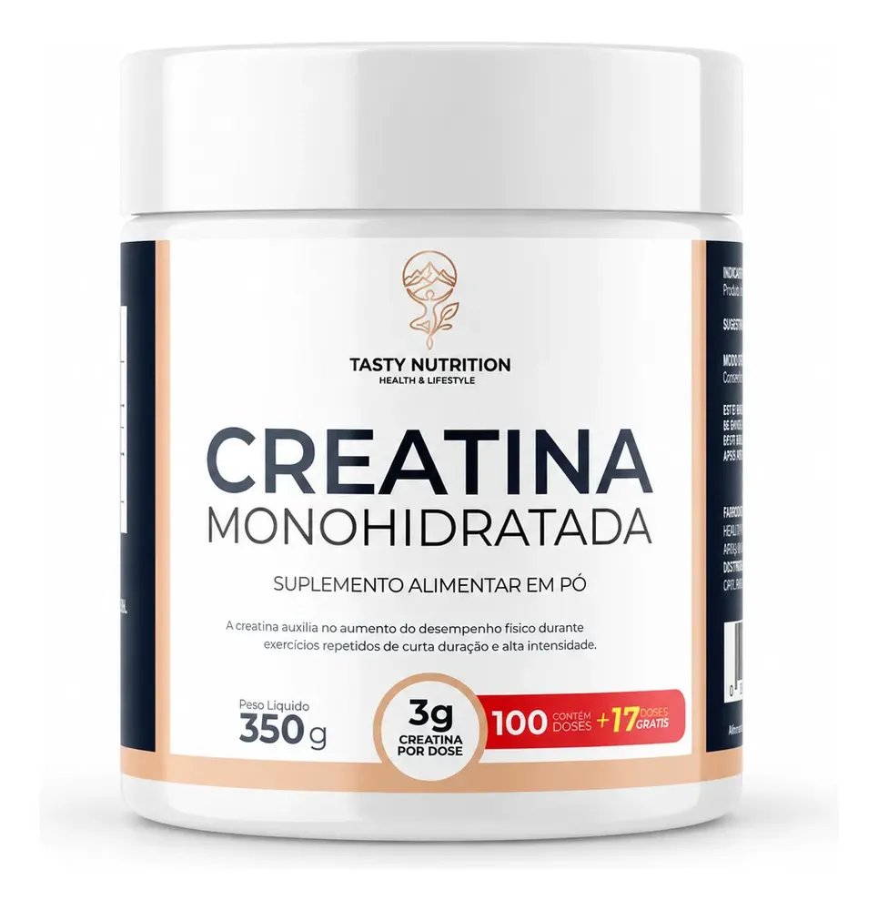 Creatina Monohidratada 100% Pura 350g Tasty Nutrition Sem Sabor