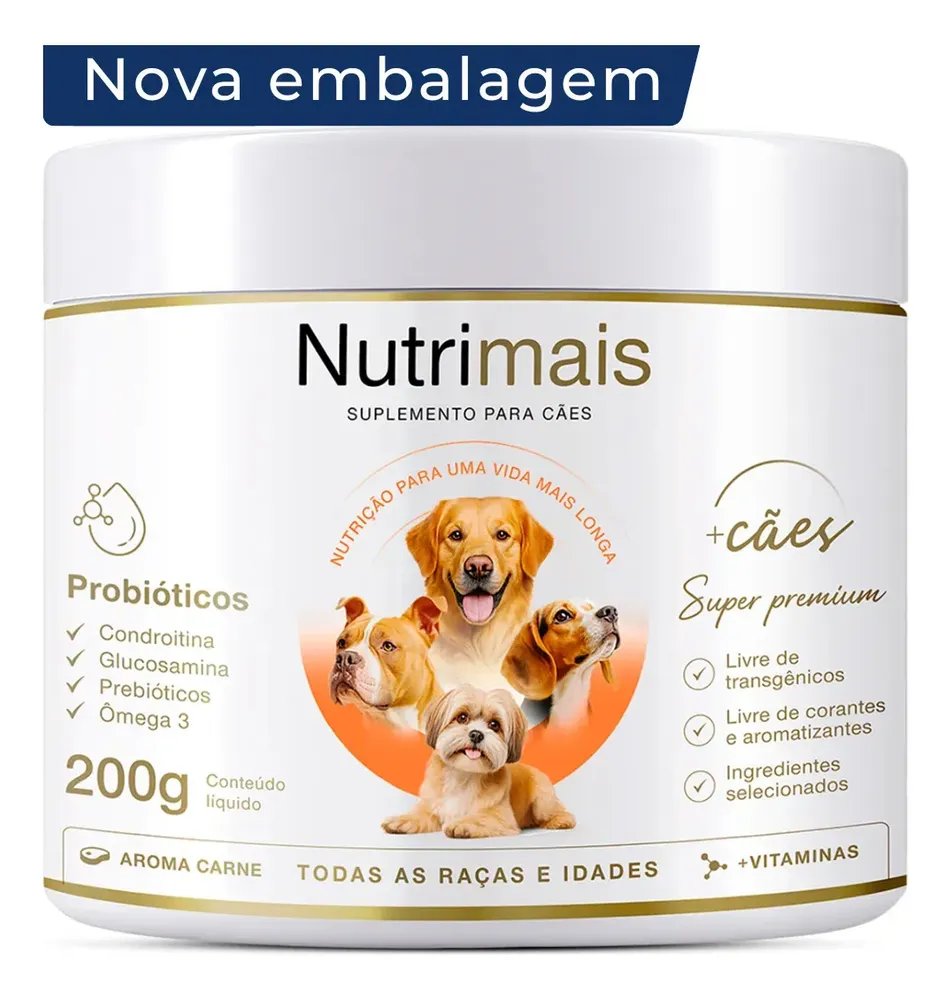Suplemento Cães Pele Sensível Queda de Pelos Pele e Derme Nutrimais Probióticos 200g