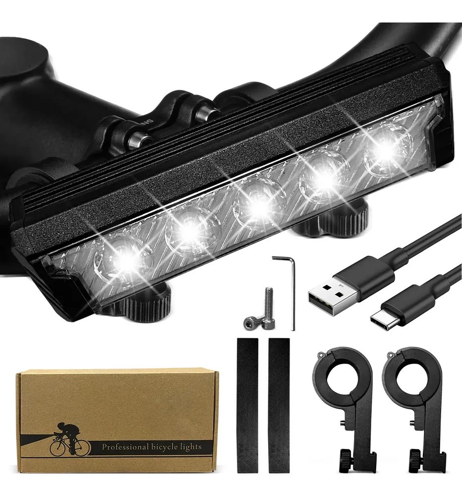 Farol 5 Leds Lanterna Para Bicicleta Bike Farol Bike Potente Preto