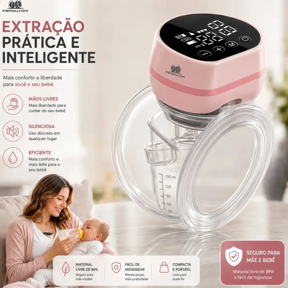 Bomba De Tirar Leite Materno Portátil Eletrica 24mm Sem BPA Não Precisa Segurar Ou Ficar Apertando Mãos Livres Amamentação Extratora Elétrica Sugador Bombinha Marca Fergusom