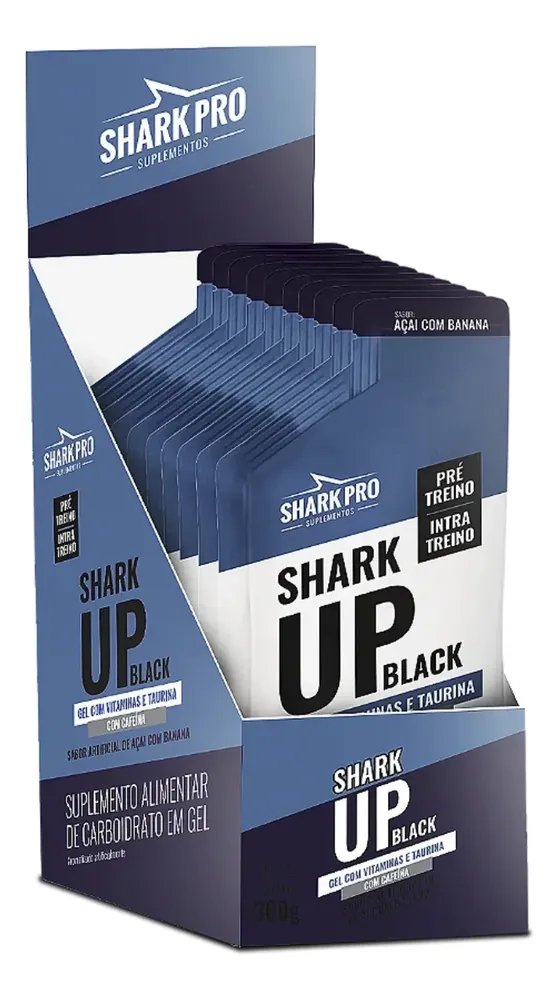 Gel De Carboidrato Shark Up Cafeína Taurina Eletrólito Sódio Gel Açai Com Banana 10x30g