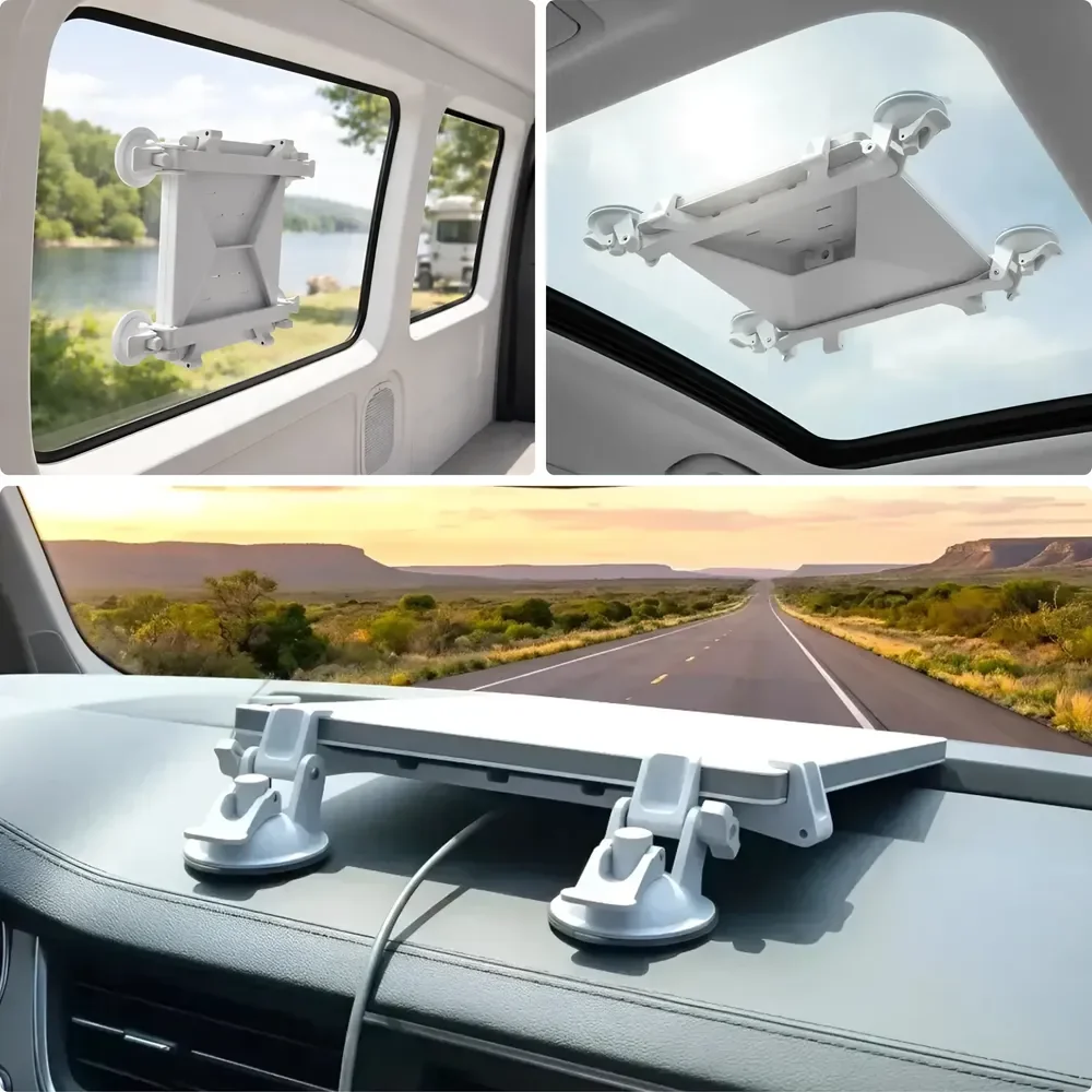 Suporte Case Painel Vidro Starlink Mini 4 Ventosas Antimulta Branco