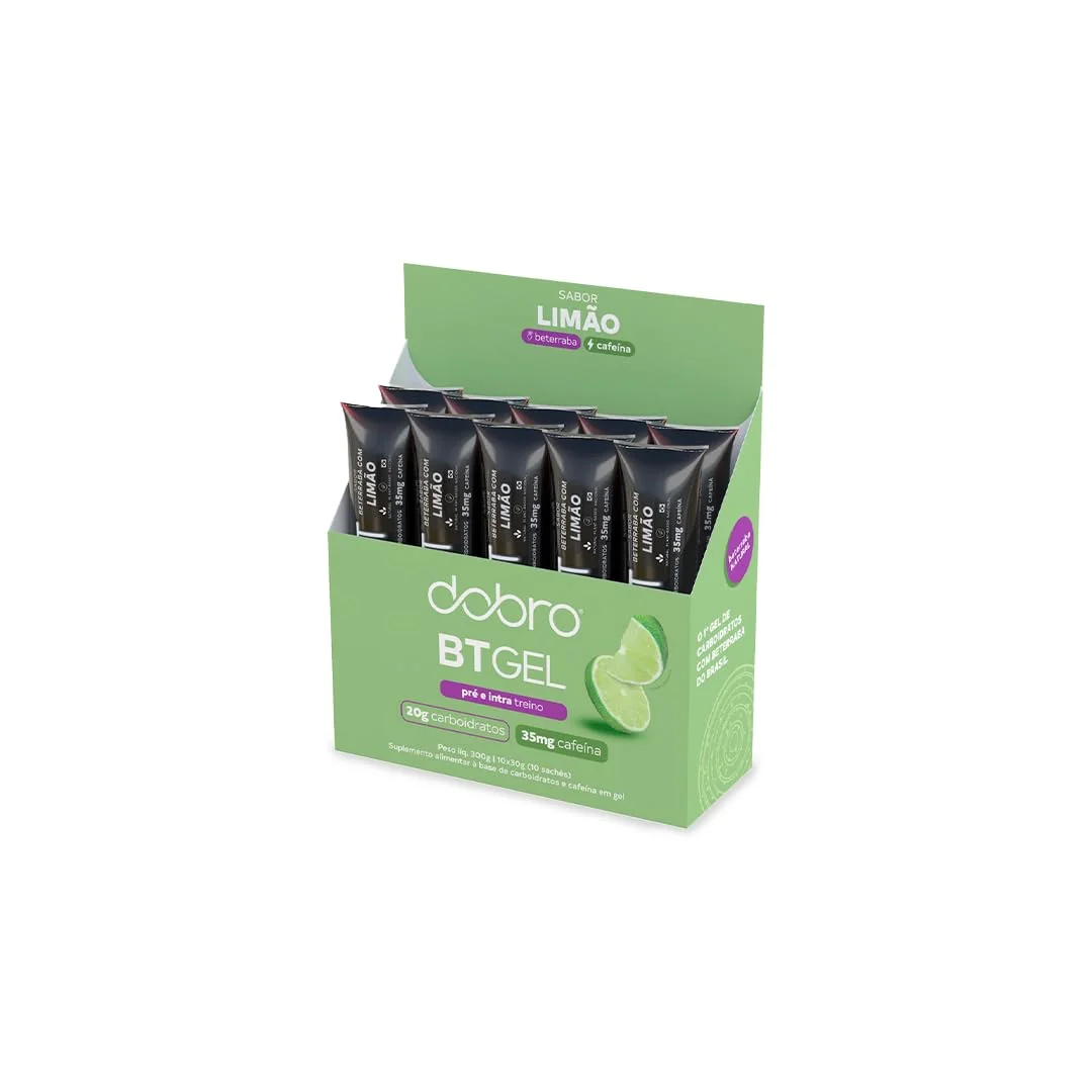 BT Gel, Dobro, Gel de Carboidrato, Com Cafeína, Sabor Beterraba com Limão, 10 sachês de 30g