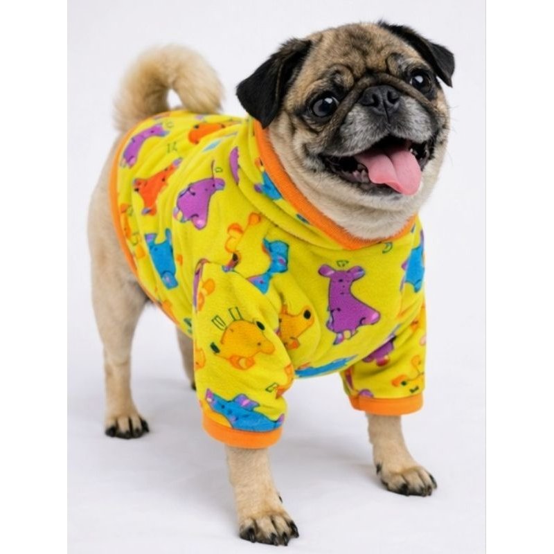 Roupa Pet Soft para Cachorro com Touca e Manga | Pijama de Inverno Roupa para Cachorro Pequeno Yorkshire, Shih Tzu e Pug