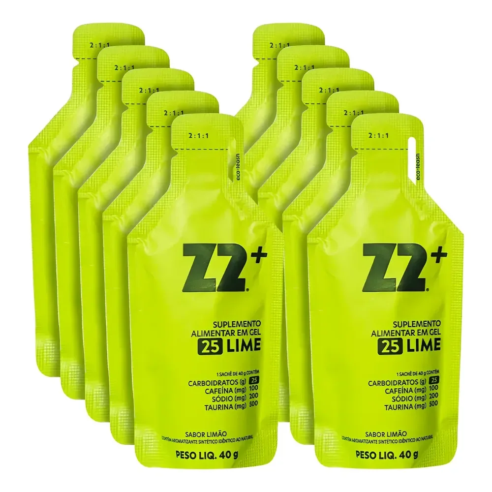 Energy Gel Z2+ Lime Box 10un Sachê 40g Cafeína Limão