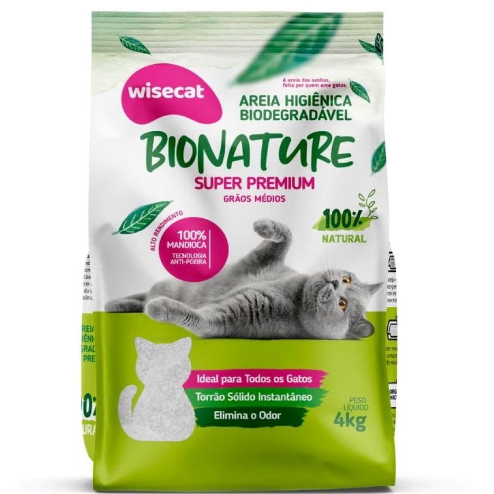 Bionature Areia Higiênica para Gatos Biodegradável Wisecat 4kg