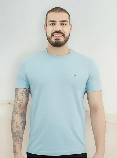 Camiseta Aramis Masculina Basic Lisa Azul Pastel