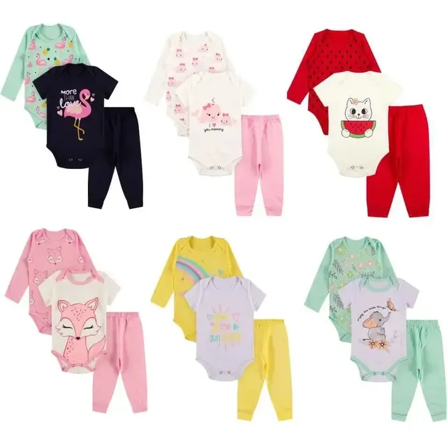 Kit 9 Peças Roupa De Bebe Menina Body E Calça Mijão Algodão
