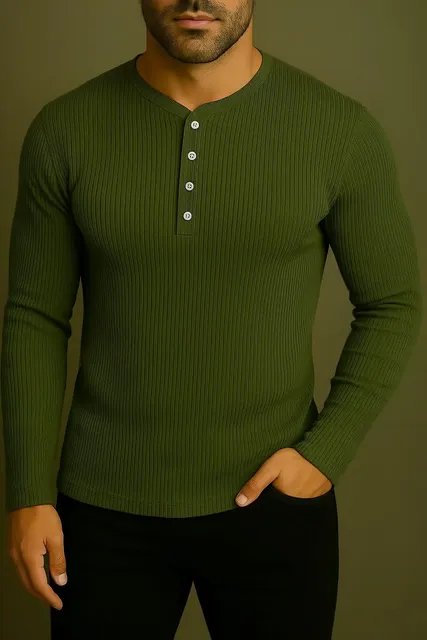Camiseta Henley Slim Fit Ml - 5 Cores -compre 3 Frete Grátis