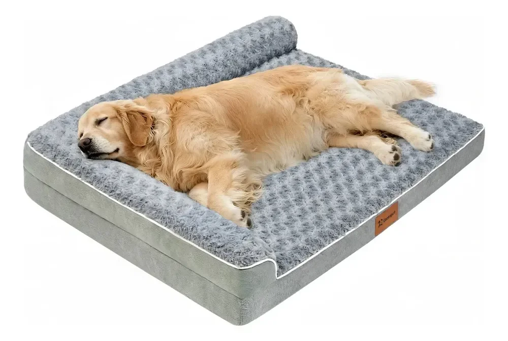 Cama Pet Grande Caminha Cachorros Suporte Cervical Espuma de Ortopédica C/capa Lavável Removível E Base Impermeável 91×68×16.5